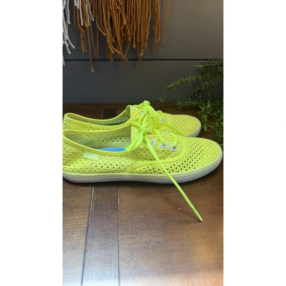 Vtg New Neon Yellow Keds Womens Breezie Canvas Lace Up Sneakers Size 7.5